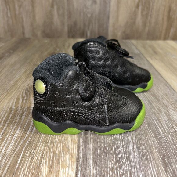Nike Air Jordan 13 Retro 414581-042 Black Altitude Green Toddler Youth Size 4C - Picture 1 of 11